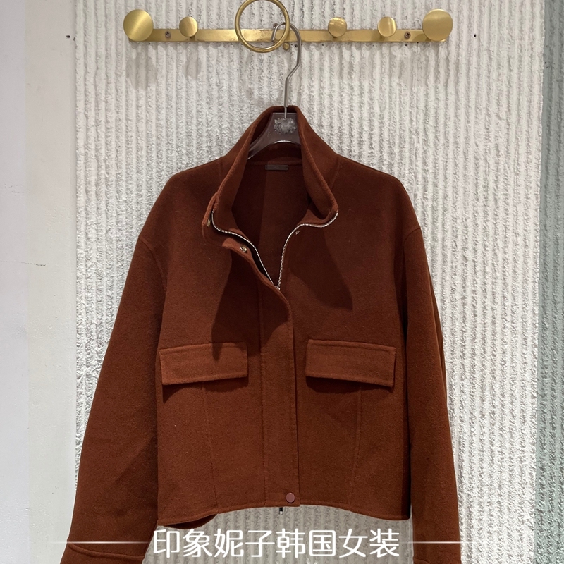 欧洲站2025冬季新款PH23时尚立领休闲绵羊毛驼绒毛呢外套女1823