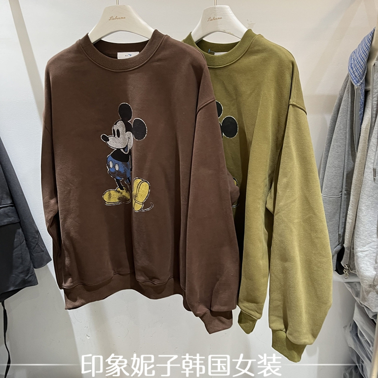 卡通印花宽松休闲加绒卫衣上衣