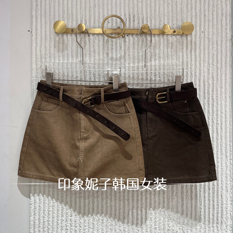 欧洲站2026秋季新款高腰显瘦A字半身裙女短裙配腰裙子85120