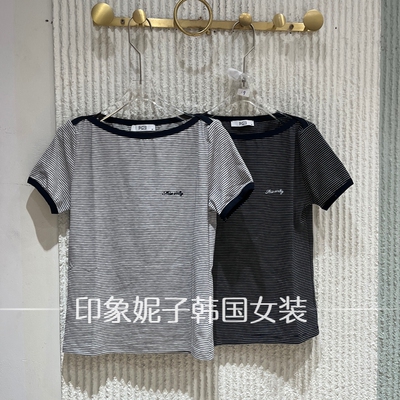 欧洲站2026夏显瘦条纹短袖T恤