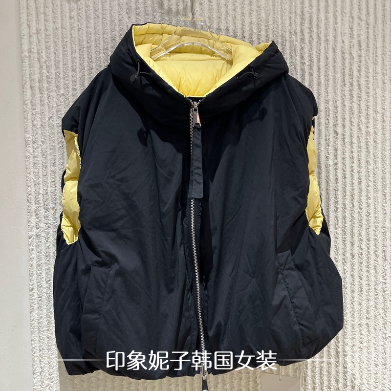 欧洲站2025冬季新款ph23时尚连帽短款白鹅绒羽绒两面穿马甲女6387