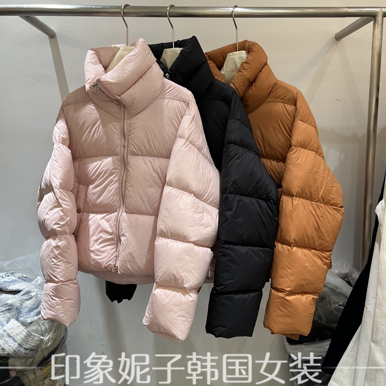 欧洲站2025冬季新款 时尚束领羽绒服纯色简约短款白鸭绒外套89863