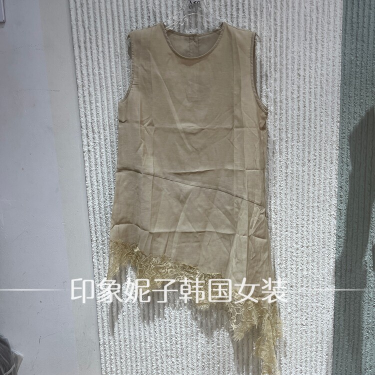 现货欧洲站2026夏季新款无袖拼接套头衬衫女百搭不规则26106