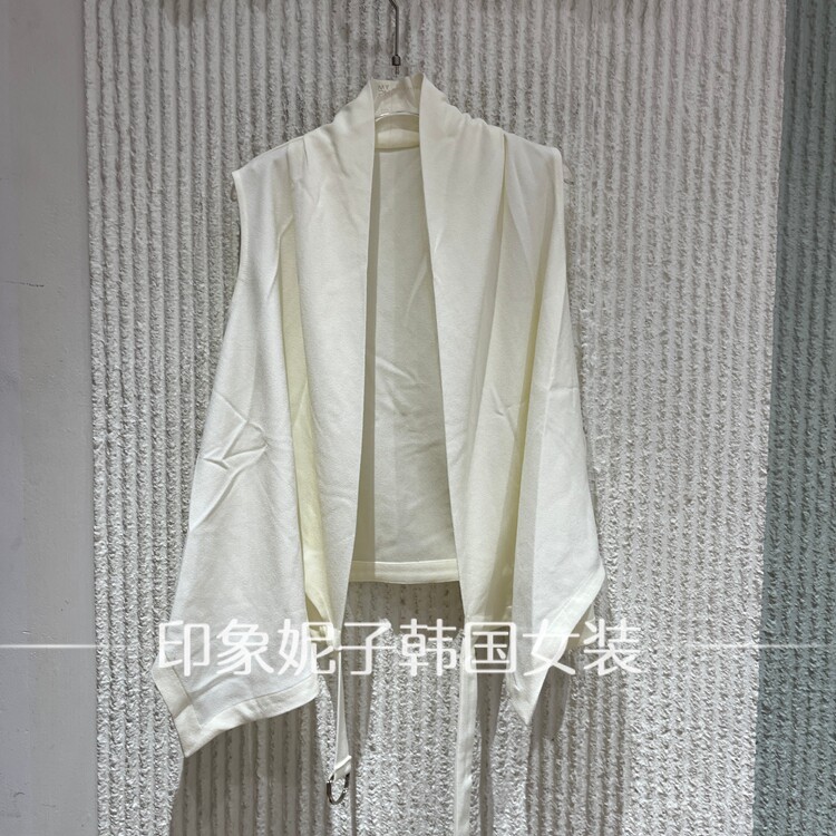 欧洲站2026春季新款女装韩版宽松短外套开衫式系带夹克米白色