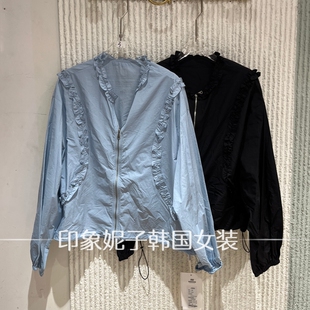 欧洲站2026春夏款 设计感温柔风6066 木耳边休闲外套女宽松百搭薄款