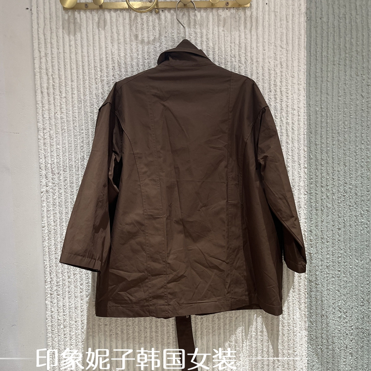 欧洲站2025秋季新款时尚翻领单排扣宽松休闲风衣外套女082205