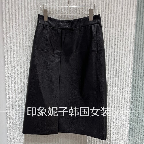 欧洲站复古黑色高腰显瘦半身裙