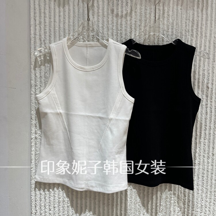 欧洲站2026秋季新款简约无袖背心女修身显瘦打底上衣纯色T恤69263