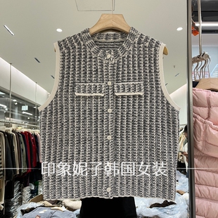 【现】欧洲站2026冬季新款小香风外套时尚毛流边山羊绒无袖马甲女