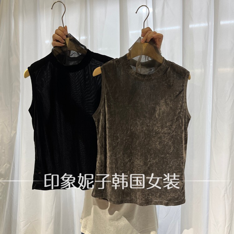 韩国进口2026秋季新款透视背心宽松女装无袖圆领