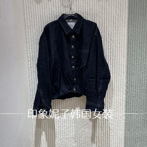 欧洲站秋新深蓝宽松牛仔衬衫女