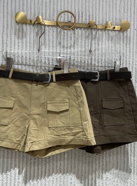 欧洲站夏新工装高腰阔腿牛仔短裤