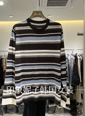 长袖圆领宽松百搭上衣条纹T恤