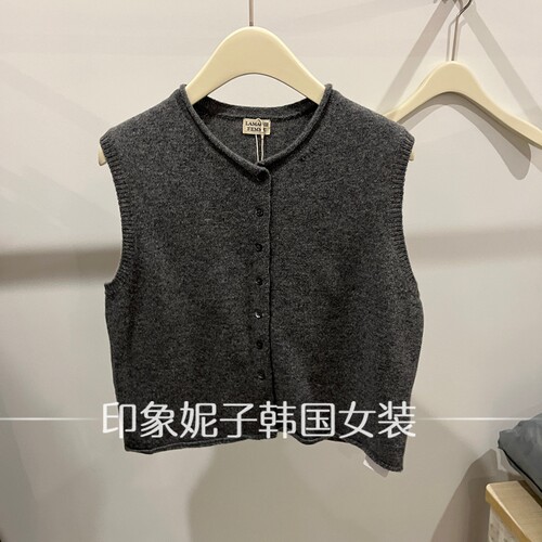 秋季新款百搭圆领无袖针织马甲女