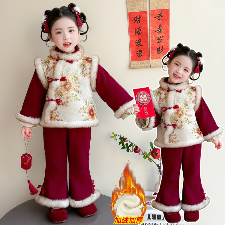 女童拜年服冬款唐装新年衣服喜庆