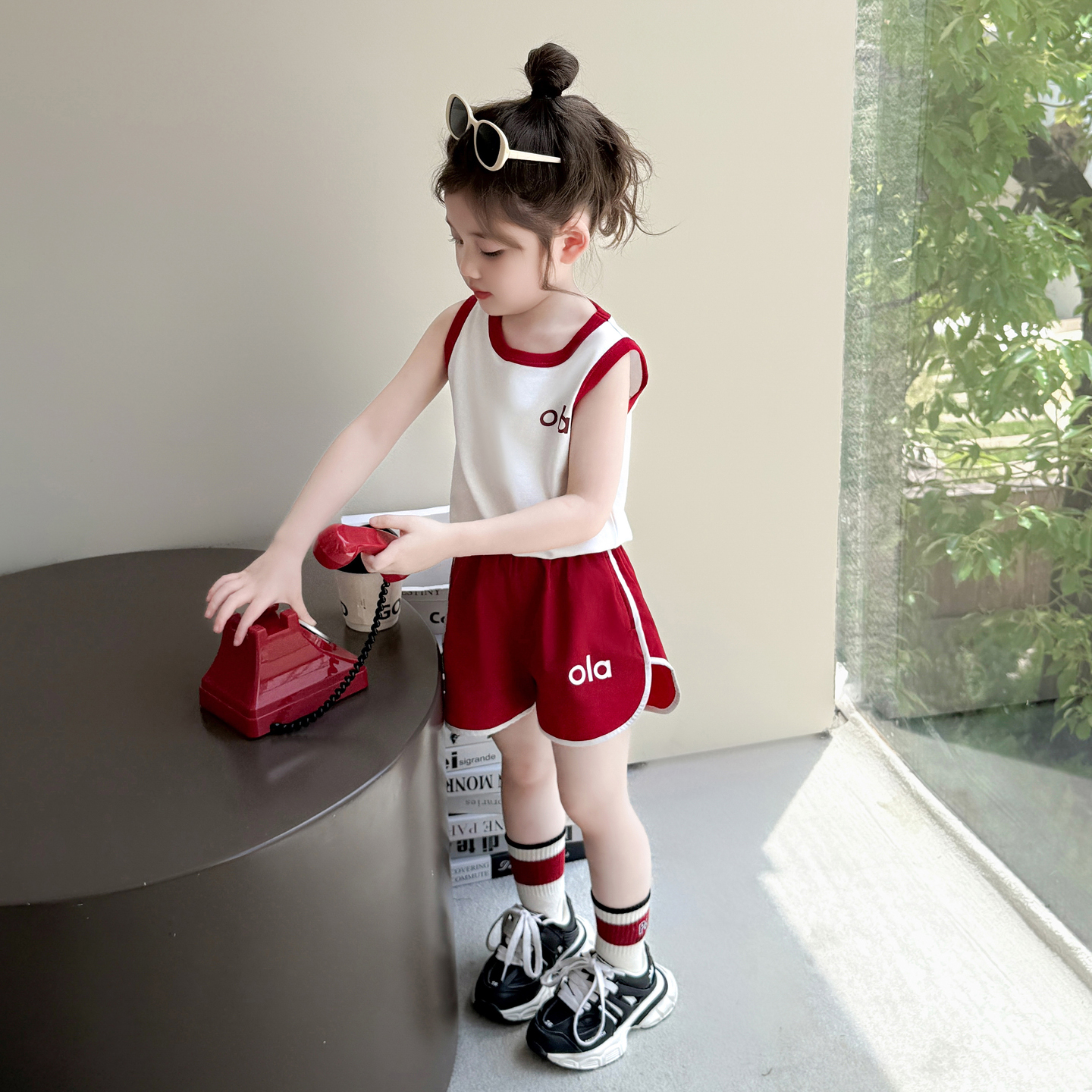 女童套装2025新简约休闲运动背心儿童夏装宽松潮范薄款短裤两件套
