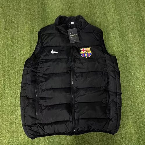 NK巴黎阿森N巴萨切尔西巴西秋冬休闲保暖足球羽绒棉马甲背心外套