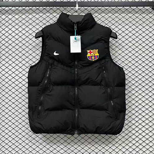 NK巴黎阿森N巴萨切尔西巴西秋冬休闲保暖足球羽绒棉外套马甲背心