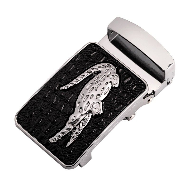 高档男士无牙自动扣合金皮带扣头无孔无牙泰国鳄鱼腰带头3.8金色