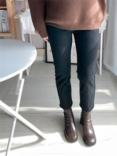 牛仔裤 加厚加绒毛边9分高腰弹力直筒瘦烟管裤 女 新 SA小树2025冬季