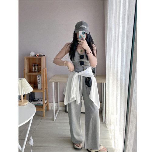 SA小树2026春夏慵懒百搭的铜氨丝阔腿裤女显瘦宽松高腰拖地裤潮