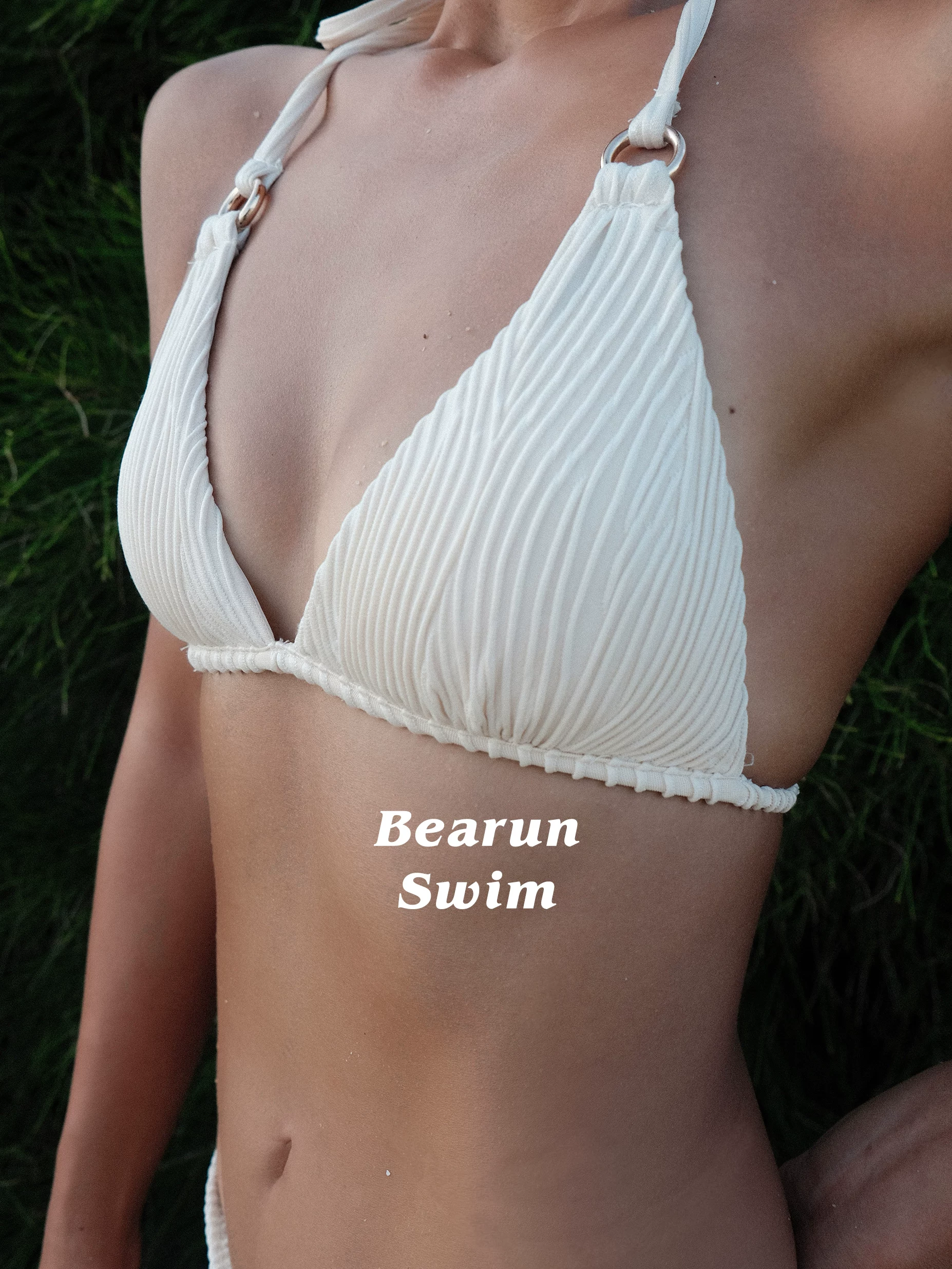 Bearun SWIM текстура-разделенный купальник комплект женский 2024 новый горячий girl висит на шее бретель bikini