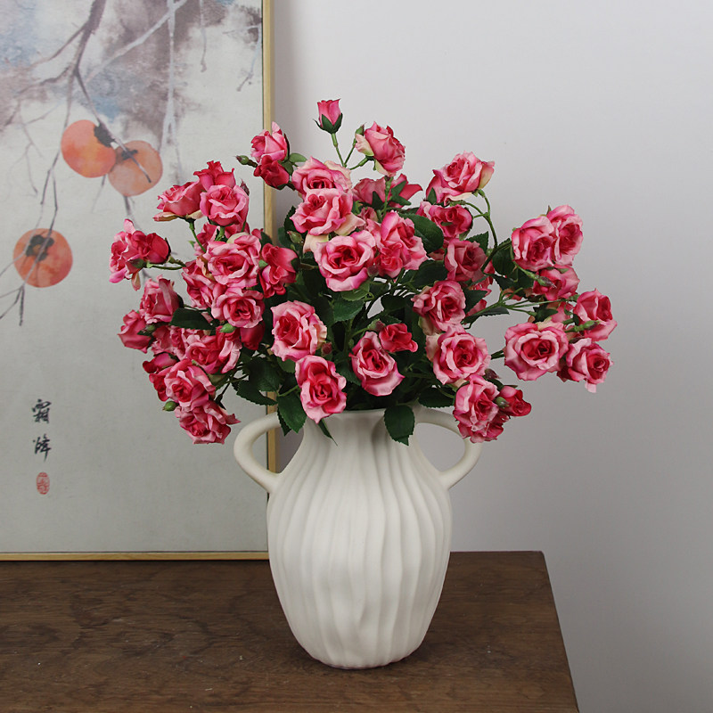 猫先生小花头餐桌花玫瑰花仿真花