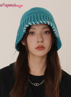 TURN2SPRING 小众设计感 日系毛线帽子保暖套头显脸小 针织帽