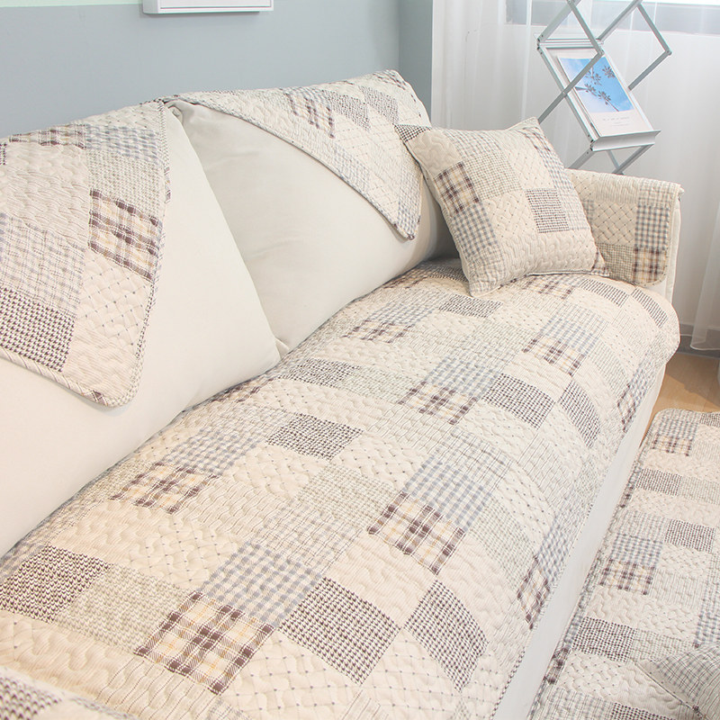 全棉沙发垫布艺简约现代坐垫子纯棉四季通用沙发套罩巾盖贵妃定制