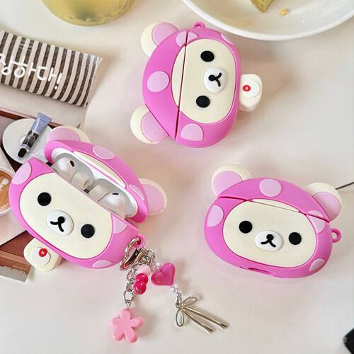 ins可爱卡通粉色轻松熊雪糕airpods4保护套airpod pro3适用苹果耳机壳二代无线蓝牙airpod pro2硅胶软壳