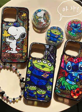 创意透彩史努比磁吸支架适用iphone16pro手机壳苹果15新款12/13趣味卡通14pr亚克力硬底17promax硬底保护套11