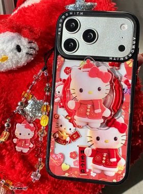 新年款适用苹果17promax手机壳磁吸支架iPhone16软边硬底15plus红色喜庆毛绒KT13卡通12无线充14情侣保护套11