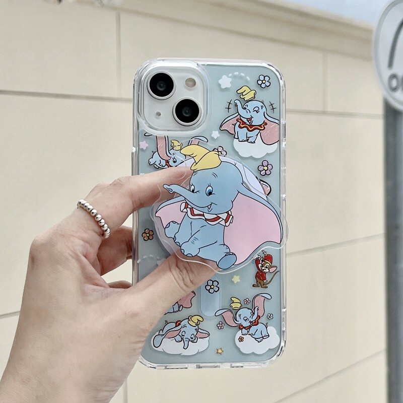 卡通小飞象磁吸支架适用iphone15promax手机壳苹果13pro可爱卡通12pro