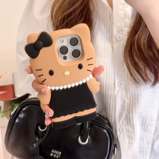 可爱卡通棕色黑皮hellokitty适用iPhone17promax手机壳少女心16苹果16promax硅胶防摔17pro新款13女15pro/14