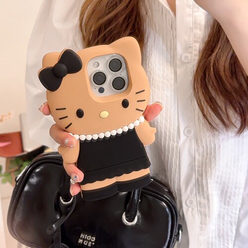 可爱卡通棕色黑皮hellokitty适用iPhone17promax手机壳少女心16苹果16promax硅胶防摔17pro新款13女15pro/14