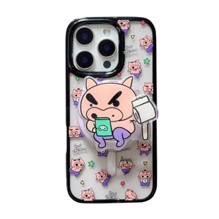 可爱满屏左卫门磁吸支架壳适用苹果17手机壳iPhone16promax新款15Pro全包15苹果14防摔套14Pro苹果13黑色边框