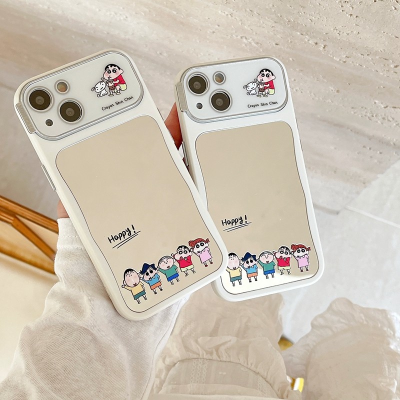 卡通小新伙伴适用iphone15手机壳14promax苹果13pro镜面保护套13少女12软胶防摔17全包镜头大视窗15pro新款