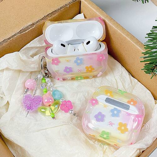 ins晕染彩色蝴蝶结花朵airpods4保护套airpod3适用苹果pro3耳机壳二代无线蓝牙1第三代2代airpodpro四