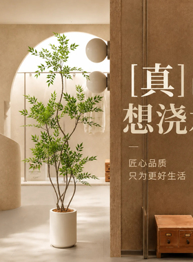 仿真植物南天竹落地盆栽室内大型仿生绿植摆件客厅轻奢装饰花假树