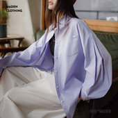 马登浅春系慵懒风oversize衬衫 褶皱袖 口度假风外套多巴胺上衣春女