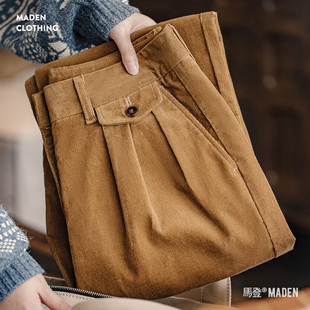 直筒裤 百搭显瘦阔腿长裤 秋女 垂感气球裤 马登复古VTG灯芯绒休闲裤