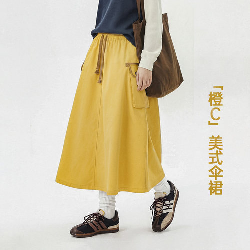 【美式大口袋半身伞裙】马登女装