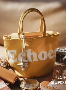 马登复古时尚手拎单肩黄色帆布水桶包斜挎包小个子单间手提包包女