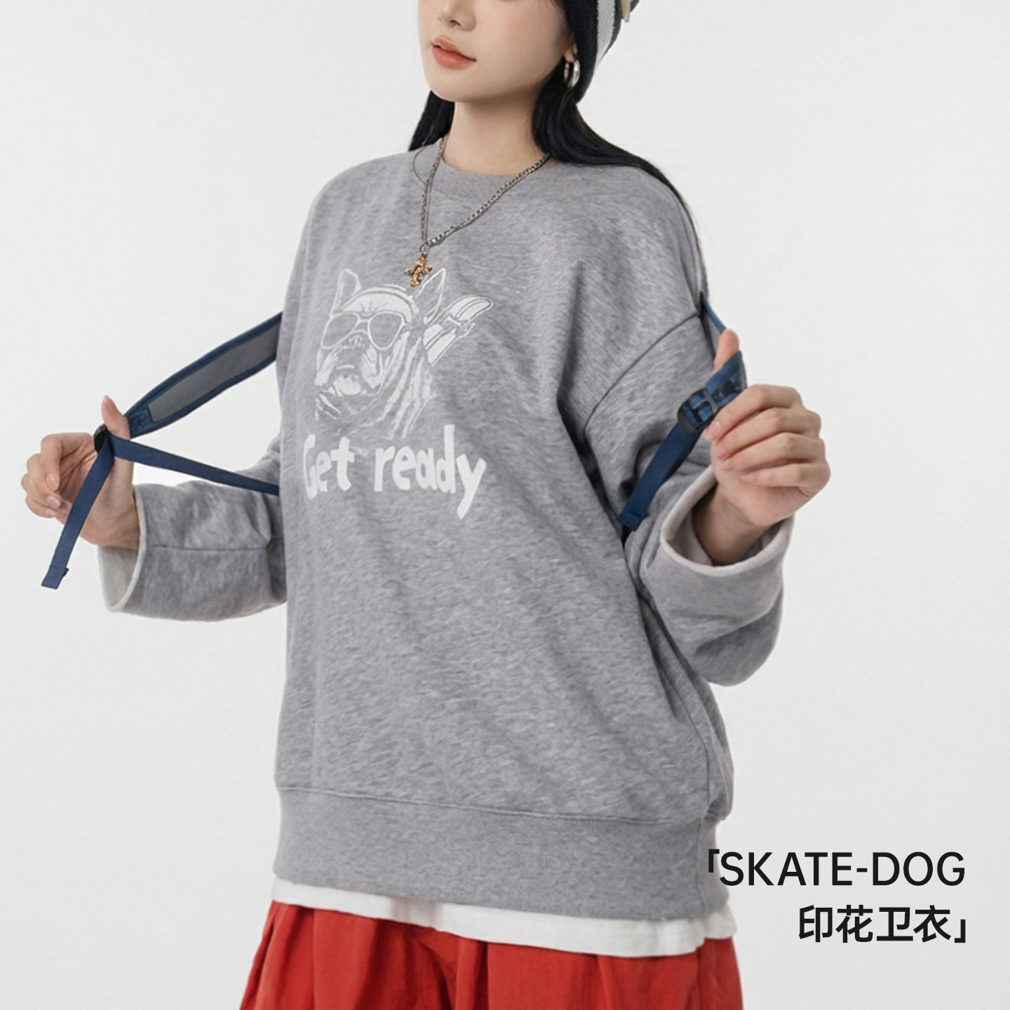 马登美式复古灰色重磅套头宽松内搭印花卫衣长袖T恤上衣女士春秋,女装/女士精品,卫衣/绒衫,淘宝优惠券,粉丝福利购,淘宝优惠卷