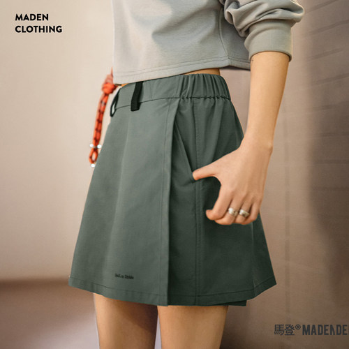 马登女装美式工装假两件短裙裤