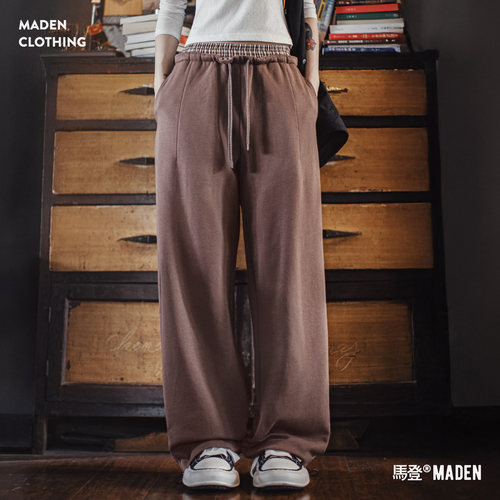 【纯棉双腰头休闲裤】马登女装