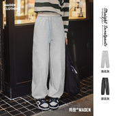 松弛感休闲裤 宽松阔腿裤 松紧腰长裤 马登Athflow风直筒卫裤 春季 女