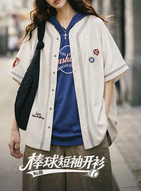 【美式复古棒球短袖开衫】