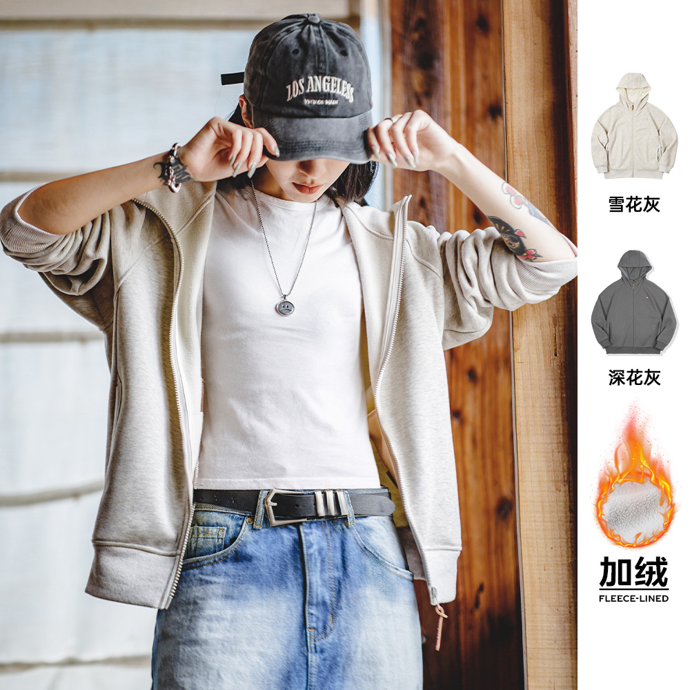 美式休闲摇粒绒连帽卫衣马登女装