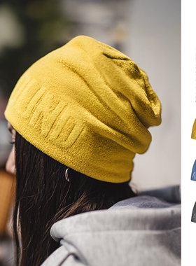 马登黄色针织毛线绒保暖护耳包头帽大头围日杂堆堆冷帽子女士秋冬